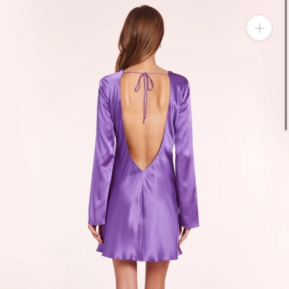 Amanda Uprichard Satin Lilac Backless Dress - Picture 4 of 15